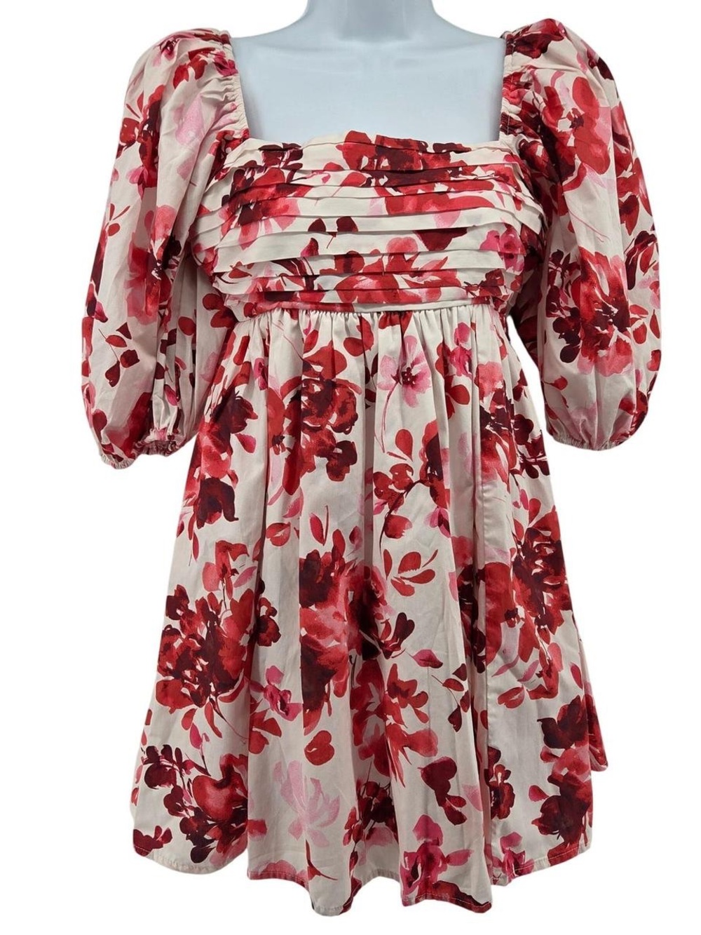 Abercrombie & Fitch Square-Neck Mini Dress in Red Pink